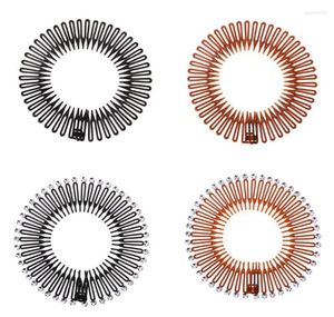 Clips de cheveux 5pcslot en plastique mignon en plastique plein cercle extensible de dents flexibles de puits de dents