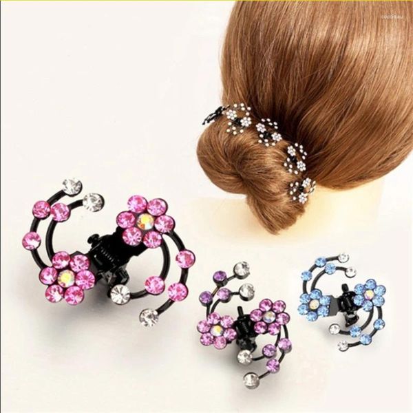 Pinces à cheveux 6 pièces/1 paquet, Mini couvre-chef de mariée pour femmes, strass, épingles à fleurs flocon de neige, accessoires