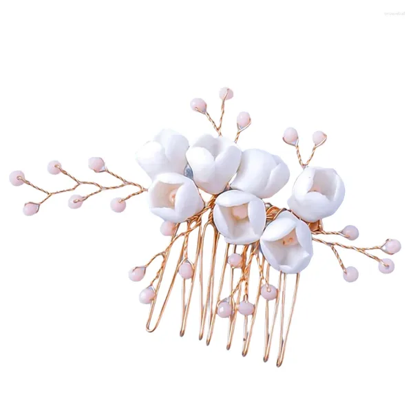 Pinces à cheveux peigne à 8 dents pour fille, avec perles en alliage préservant la couleur, fleur pour demoiselle d'honneur, mariage, rencontres, Shopping