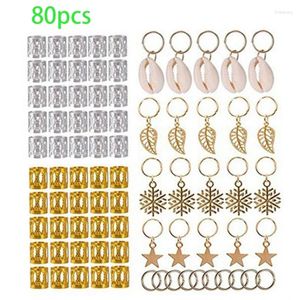 Clips de cabello 80 piezas Anillos de joyería Decas de aluminio Peots de metal Beads para la cáscara de trenza Decoración de trenzas CLI