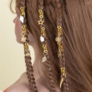 Haar Clips 9 Stks/set Goud Kleur Lente Spiraal Haarspelden Voor Vrouwen Meisjes Olifant Veer Ster Charm Clip Vlechten Sieraden accessoires