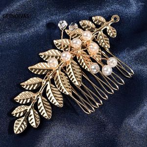 Pinces à cheveux alliage côté peigne perle feuille ornements de mariée bijoux mariage élégant accessoires femmes filles fête chapeaux SL