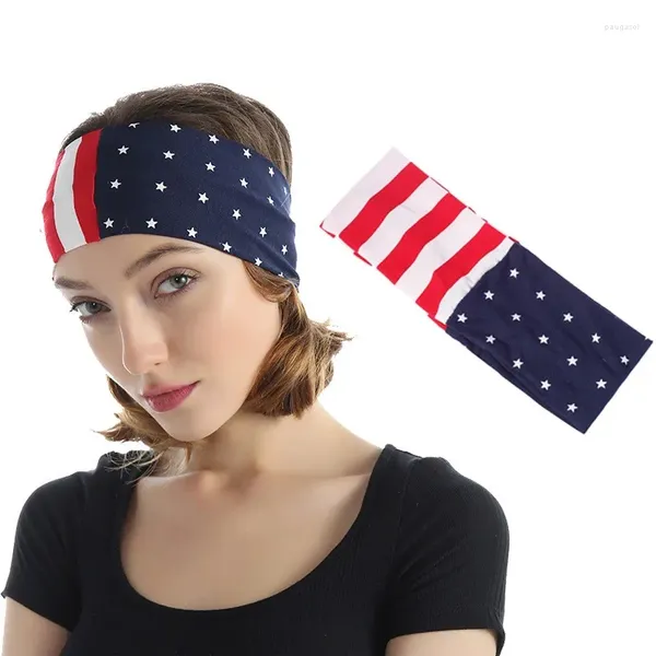 Pinzas para el cabello Diademas con bandera estadounidense Mujeres Turbante a rayas con estrellas Diademas de tela elástica Banda para la cabeza Día festivo de EE. UU. Envoltura para el día de la independencia para niñas