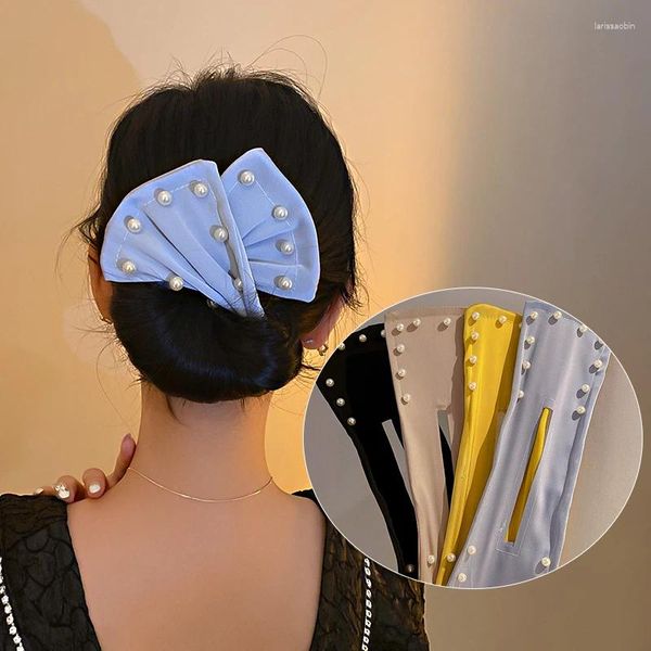 Pinces à cheveux AMORCOME 1pc doux chignon fabricant bandeau tissu coloré perle épingle à cheveux pour femmes cercle support accessoires 2023