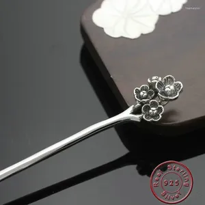 Coix de cheveux AMXIU Vintage Antique Silver Sticks 925 Sterling Handmade Bijoux Plum Blossom Hairpins