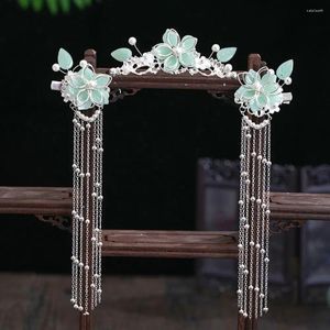 Haarspeldjes Oude Stijl Tiara Legering Hoofddeksel Chinese Haarspeld Set Parel Kwastje Stok Vrouwen Accessoires Hanfu Sieraden