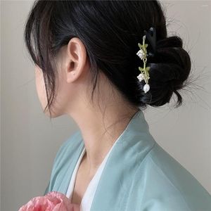 Pinzas para el cabello Estilo antiguo Madera Lirio simple de la orquídea Disfraz Horquilla Tirar Accesorios de moda