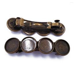 Pinces à cheveux Bronze Antique 70 pièces 14x50mm Barrettes en métal pince avec 12mm blanc résultats de bricolage paramètres pour la fabrication de bijoux HBF03