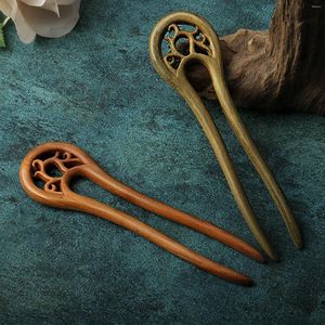 Haarclips Antieke haarspeld Chinese Hanfu-stick voor vrouwen houten u-vormige gesp vooraanstaand tiaras retro broodje sieraden