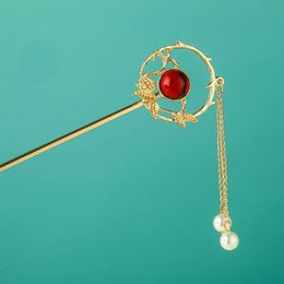 Haarspeldjes Antieke Stok Vork Gouden Meisjes Kwastje Haarspeld Eetstokjes Chinese Hanfu Accessoires Sieraden Fringe Vintage Sluiting