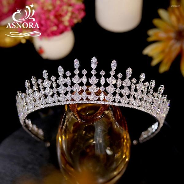 ASNORA – pinces à cheveux en cristal de zircone cubique, diadème de mariée, accessoires de mariage pour dames, bandeau Long pour fête, bijoux CZ