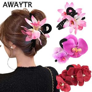 Pinces à cheveux AWAYTR Phalaenopsis fleur pinces à cheveux pour femmes filles pince à cheveux Barrette glaïeul pinces à cheveux chapeaux accessoires de cheveux Y240329