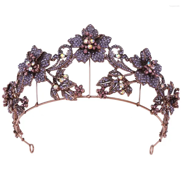 Pinces à cheveux baroques antiques en cristal fleur diadème de mariée couronne de mariée coiffure reine royale strass diadème de concours de beauté accessoires de mariage