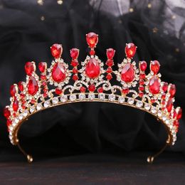 Pinzas para el pelo corona nupcial barroca diamantes de imitación princesa rendimiento tocado de cumpleaños accesorios de vestido de novia Tiara