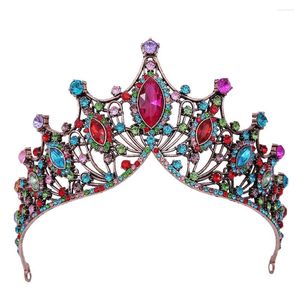 Pinces à cheveux baroques bronze coloré cristal gelée diadèmes de mariée reine princesse couronne strass concours de bal diadème accessoires de mariage