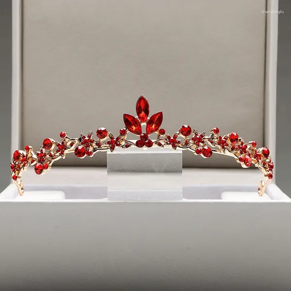 Clips de cheveux Baroque Classic Crown Mariage Bride Accessoires élégants Sweet and Simple Red for Women Princess