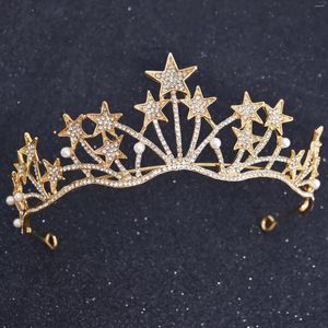 Pinzas para el cabello, corona barroca, diamantes de imitación, tiara de cristal, reinas, princesa para boda nupcial, tocado de estrella, accesorio hecho a mano