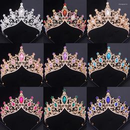 Clips de cheveux Baroque Crystal Crown Tiara for Women Bride Hingestone Prom Diadem Bridal Wedding Accessoires bijoux