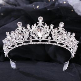 Clips de cheveux Baroque Crystal Crown Tiara avec peigne Rhingestone Prom Diadem Band Bridal Wedding Accessoires Bijoux Cadeau