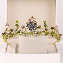 Clips de cheveux Baroque Crystal Pearl Crown Tiara for Women Bride Rhinestone Prom Diadem Bridal Wedding Accessoires bijoux
