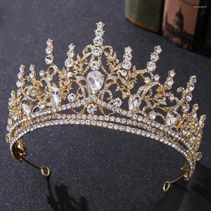 Clips de cheveux Baroque Fashion Big Crown Tiara Bride Birthday Bicestone Wedding Events Bijoux Accessoires Bridal Headship For Women