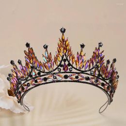 Clips de cheveux Baroque Gun Noir Sparkly Colorful Crystal Bridal Tiaras Crown Rhinestone Pageant Diadem Femmes Band Upd Wedding Accessoires