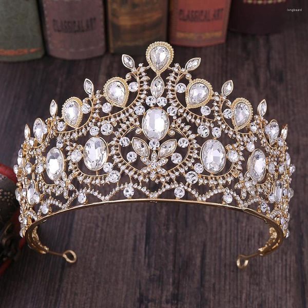 Pinzas para el cabello barrocas de lujo de cristal para boda, diademas de corona, accesorios nupciales clásicos de moda, coronas de princesa, tiaras de novia 2023