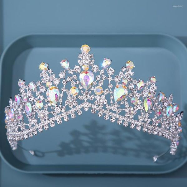 Pinces à cheveux baroques de luxe argent AB couleur violet strass diadèmes couronnes bandeau mariée fête diadème bijoux de mariage ornements