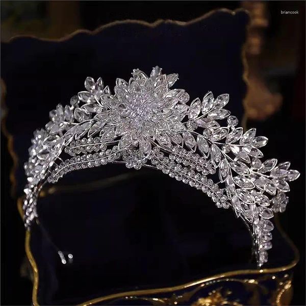 Clips de cheveux baroque luxe Snowflake Crystal Tiaras Crown Big Rhinestone Pageant Prom DiADEM Bride Bride Bands Accessoires de mariage