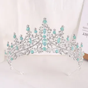 Haarspeldjes Barokke Prinses Koningin Opaal Kristal Bruids Tiara's Kronen Luxe Elegante Hoofddeksels Diadeem Trouwjurk Sieraden Accessoires