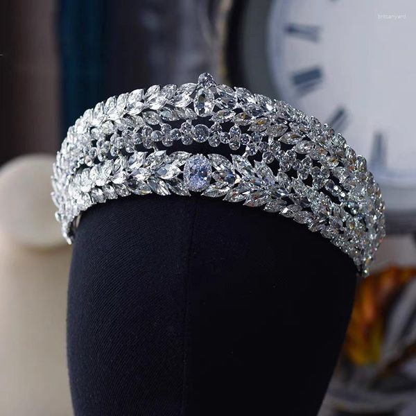 Pinzas para el cabello, Tiaras de boda con diamantes de imitación reales barrocos, diademas de corona, diademas de cristal para la noche, accesorios para novias, joyería para graduación