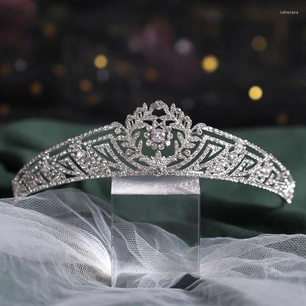 Clips de cabello Barroco Plata Color Crystal Flower Tiaras Bridal Corona Rinestona Diadem Diadem Bride Diadema Accesorios de boda Bijoux