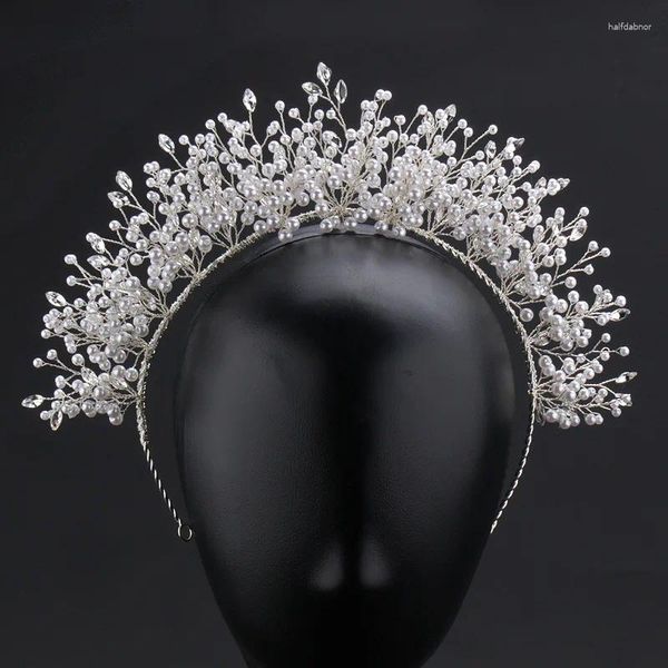 Pinces à cheveux baroques couleur argent, perles faites à la main, strass, bandes pour femmes, mode mariée européenne, accessoires de modélisation de mariage