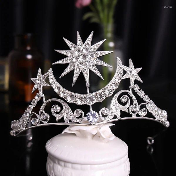 Pinzas para el cabello Estrella barroca Tiaras y coronas de cristal Diamante de imitación de lujo Diadema Fiesta Accesorios de boda nupcial Tiara Corona Regalo