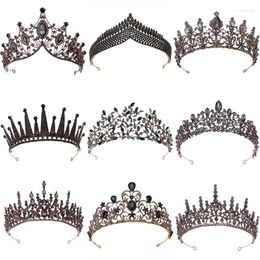 Pinzas para el cabello Barroco Vintage Cristal Negro Coronas de diamantes de imitación Novia Reina Princesa Accesorios de boda Tiara elegante Diadema Joyería de mujer
