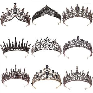 Pinces à cheveux baroques vintage noir cristal strass couronnes mariée reine princesse accessoires de mariage élégant diadème diadème femmes bijoux