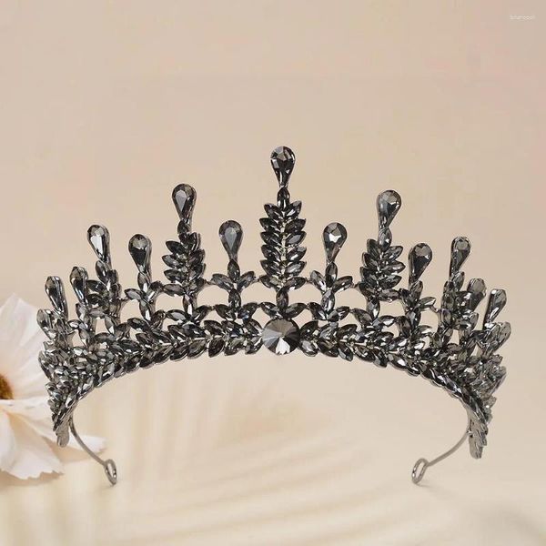 Clips de cabello barroco vintage cristal negro tiaras brujas coronas mujeres dhinestone disfraz de baile de graduación de la boda accesorios de boda