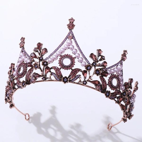 Pinzas para el cabello Barroco Vintage Tiara negra Hojas del bosque Aleación con cristales Corona nupcial Fiesta Tocados de boda