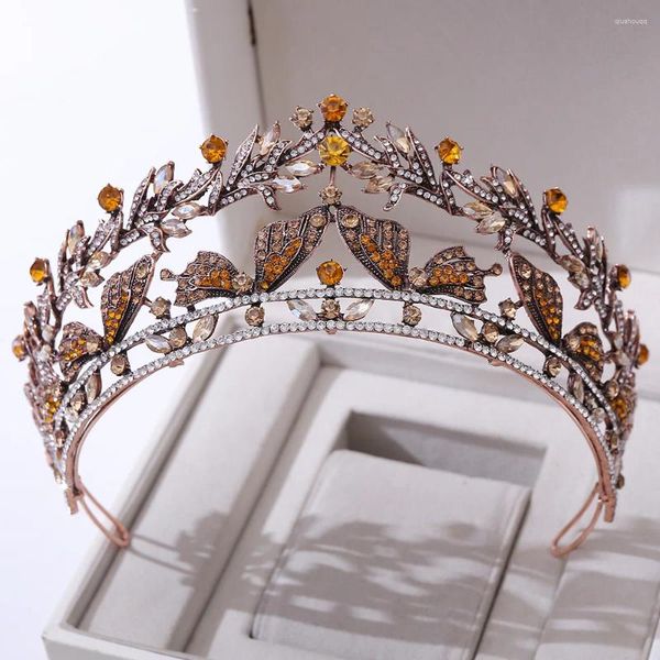 Pinces à cheveux baroques vintage bronze cristal papillon couronne de mariée diadème strass diadème diadème pour femmes bandeau accessoires de mariage
