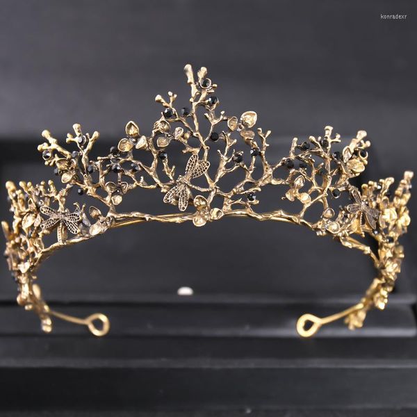 Pinces à cheveux baroques vintage couronne de cristal diadème strass princesse papillon couronnes de bal et diadèmes accessoires de mariage de mariée bijoux