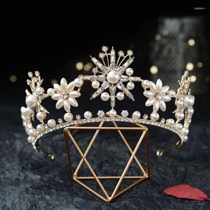 Pinces à cheveux baroques vintage or soleil étoile couleur perles de cristal diadèmes de mariée couronne strass accessoires de mariage diadème de concours