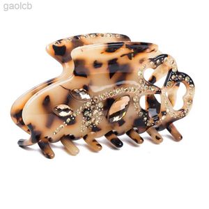 Haarclips Bronrettes 1 PC 9cm celluloid haar klauw luxe steentjes handgemaakte Franse ontwerp bloem tortoise shell accessoires vrouwen haarclip 240426