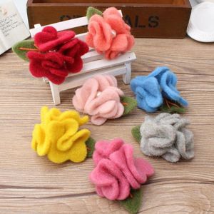 Pinces à cheveux Barrettes 10 pièces grande taille feutre de laine Crochet fleur artisanat bouton Patch autocollant adapté pour les filles bandeau bijoux vêtement