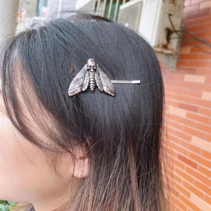 Barrettes à cheveux, 1 pièce, tête de mort, crâne, papillon de nuit, accessoire d'halloween, insecte Wiccan, NatureHair318s