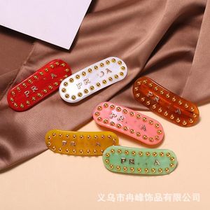 Pinces à cheveux Barrettes 2021 coloré strass lettre polyvalent coiffure épingle à cheveux filet rouge Style Simple droite pince bord