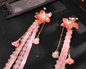 Clips de cheveux Barrettes 2pcs Butterfly Flower Hairpin With Long Tassel and Wig Style Chine