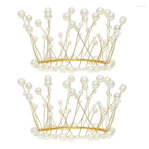 Pinzas para el cabello Barrettes 2pcs Kids Cake Crown Charming Topper Pearl Birthday DecorationHair