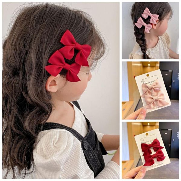 Pinzas para el cabello, pasadores, 2 uds./un par de tocados con lazo, accesorios bonitos y dulces para niñas, horquillas rojas de red para niñas de verano para bebés, niños 2