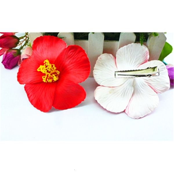 Pinces à cheveux Barrettes 30 pcs mousse rouge fleur hawaïenne fleur d'hibiscus pince à cheveux de mariée 9cm 230214