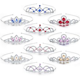 Clips de cheveux Barrettes 3pcs Set Girls Princess Righestone Crown Crystal Crystal Tiara Band pour Kid Bride Wedding Jewelry Accessori 2835